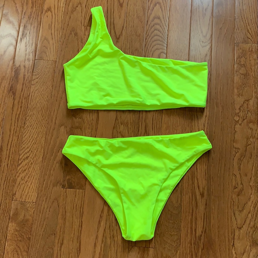 Neon yellow Quality one shoulder bikini S